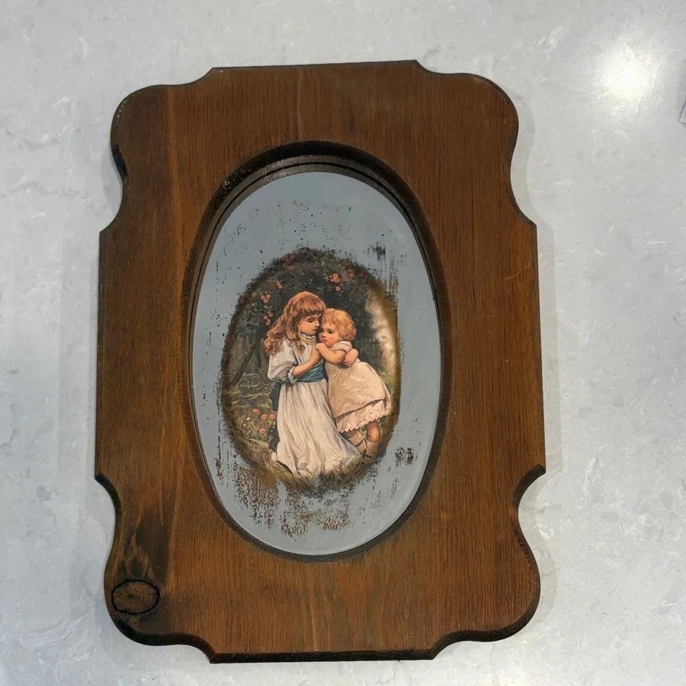 Charming Brown Wooden Picture Frame with Angelic Design